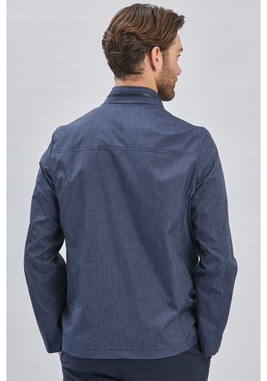 Koyu Lacivert Dik Yaka Yarım Astar Comfort Fit Rahat Kesim Casual Mont 1007240150-Koyu Lacivert