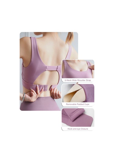 Geeroyoo U Yaka Spor Sütyen - Yoga Ve Günlük Kullanım İçin Pedli, Arkası Kesik, Geniş Bant, Xl Beden, Gri Gri