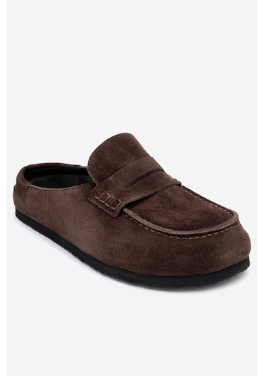 Prıva Kahverengi Süet Hakiki Deri Kadın Terlik Kahverengi