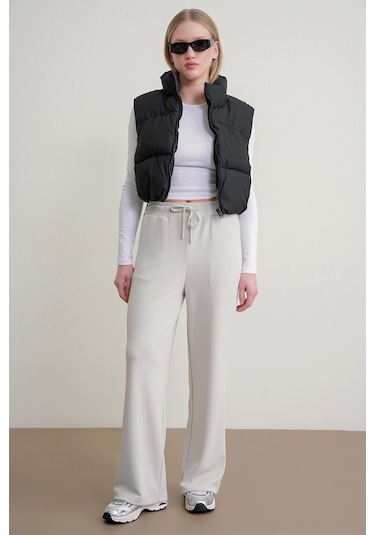 4785 Kadın Premium Modal Palazzo Dökümlü Bol Paça Pantolon Gri Gri