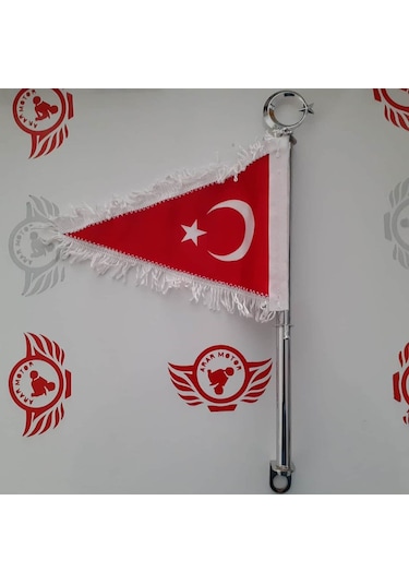Motosiklet Makam Bayrağı Filama Beyaz Püsküllü