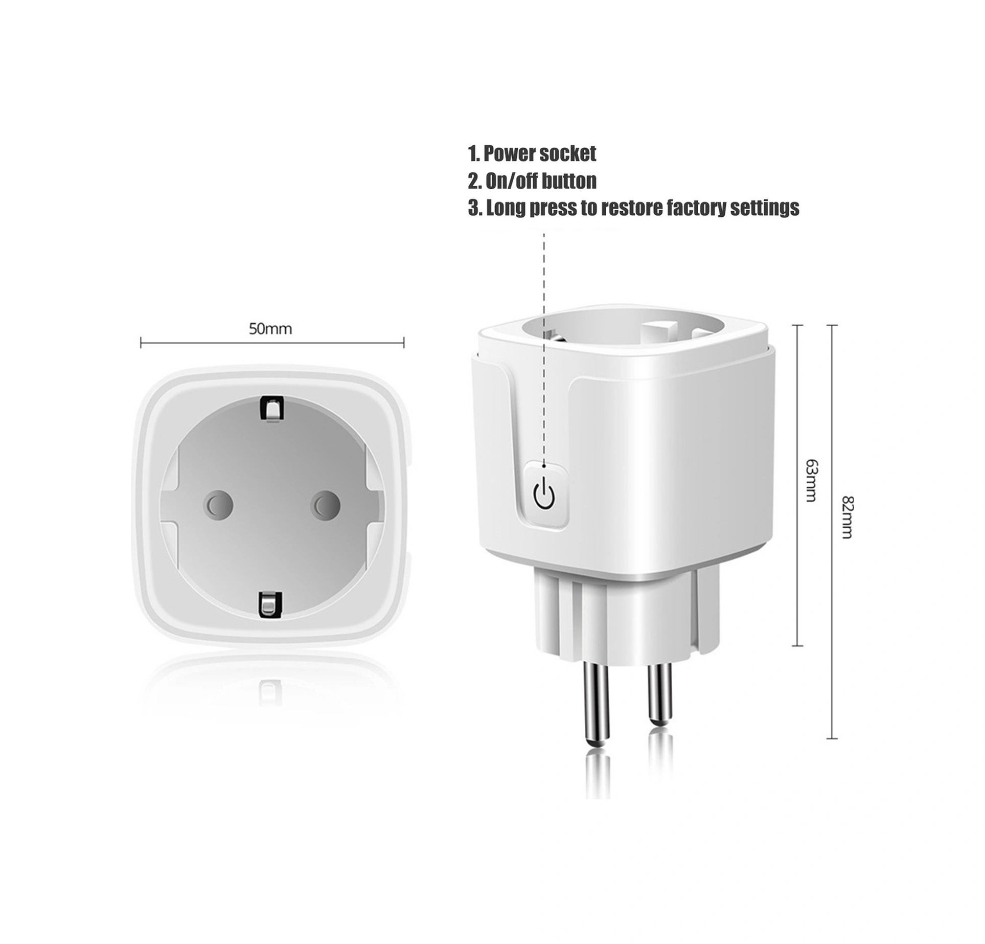 Moveevo Matter Protokolü Destekli Akıllı Prizi 16a - Wi-fi Bağlantısı, Çocuk Koruma, Google Home/amazon Alexa Uyumlu, 2000w Maksimum Güç Akıllı Priz