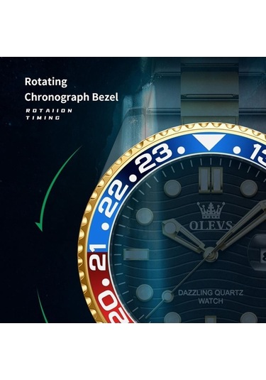 Novahub Olevs 3610 Erkekler Çelik Kayış Aydınlık Su Geçirmez Kuvars Saat Siyah Altın Renkli, Çok Renkli Çok Renkli