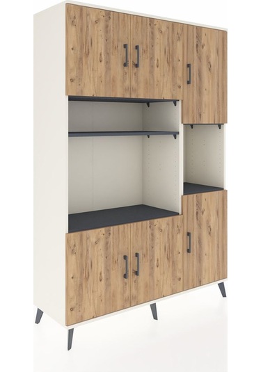 Hyperion Dolap 9 Raflı 6 Kapaklı 132x44x195 Aytaşı-çam/antrasit Atlas Çam/antrasıt