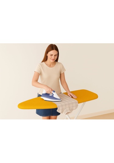 Ütü Masası Kılıfı 45x135 Cm Keçe Lamineli İp Ayarlı Bal Sarısı Sarı