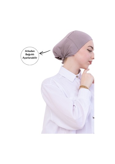 Kadın Tesettür Bone Bağcıklı Dikişsiz Penye 4 Parça Set Bordo, Kahverengi, Koyu Vizon, Açık Vizon