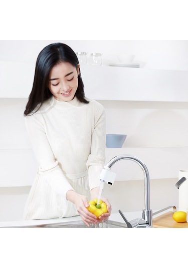 Lemestar Beyaz Akıllı Sensörlu Su Koruyucu - Yumruk Girişiyle Otomatik Su Akışı, 6 Ay Pil Ömrü, Mutfak/banyo Lavaboları İçin Kolay Kurulum, Taşma Korumalı Beyaz