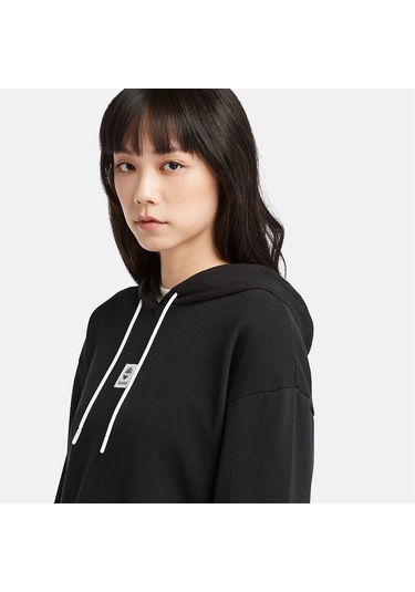 Timberland Stack Logo Loop Back Hoodie Kadın Sweatshirt-33280 Siyah