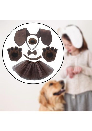 Suntek Köpek Kulakları Kafa Bandı Ve Elbiseli-kahverengi