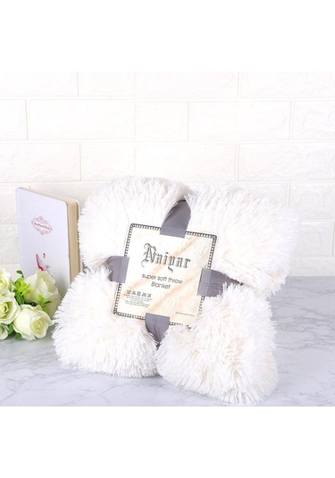 Beyaz Battaniye Suni Kürk Battaniye Yatak Battaniyesi Shaggy Polyester Sıcak Tutma S