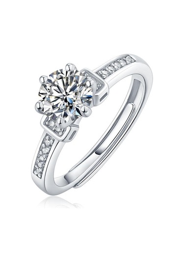 Bague Ringen 925 Gümüş Set 0.5ct-3ct18 Mozanit Sadece Aşk Serisi Kadın Basit Moda Ayarlanabilir Yüzük Nude Cargo 1ct