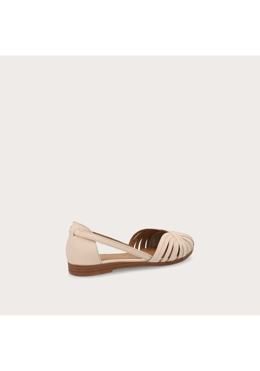 Vanilla Sandalet Kadın 03m4 Frau Leather Caged Ballet Flats Wıth Thın Straps Krem