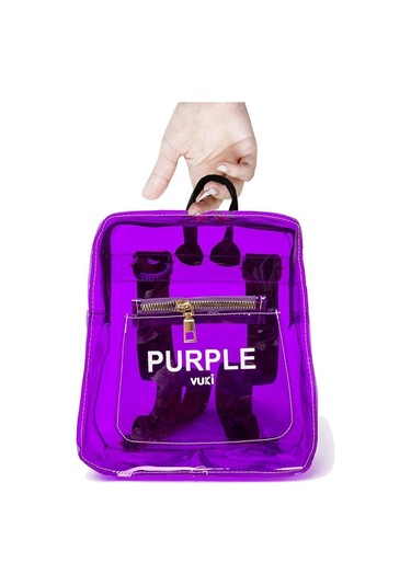 Renkli Şeffaf Mini Sırt Çantası Mor