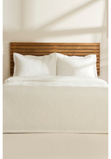 Kaşmir Home Balance Çift Kişilik Yatak Örtüsü Takımı Offwhite Beyaz