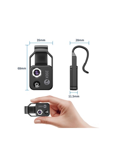 Youmex 200x Büyütme Mobil Mikroskop - 6 Led Işık & 2 Seviye Parlaklık Ayarlı - Usb Şarjlı Batarya - Çocuklar İçin Fen Denemeleri - Android/ios Uyumlu - Siyah