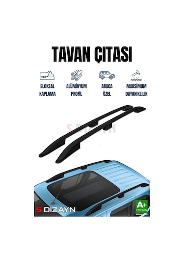 S-dizayn Opel Combo E Kısa Şase Aluminyum Siyah Tavan Çıtası 2019 Üzeri A+ Kalite