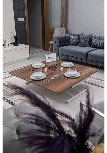 Juppo Üst Tabla Mdf Barok Ceviz Oval Köşe Alt Beyaz Dışa Kıvrım