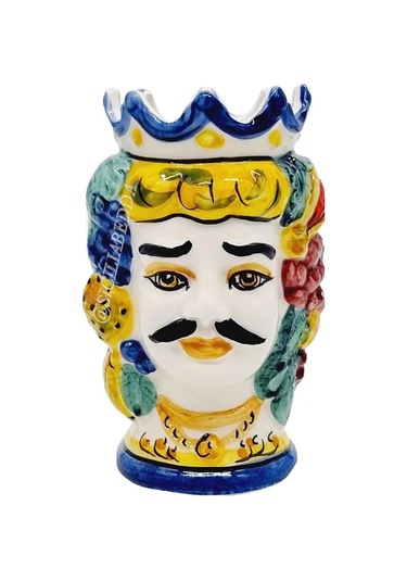 Bıyıklı Kadın Heykel Büst Vazo Çok Renkli