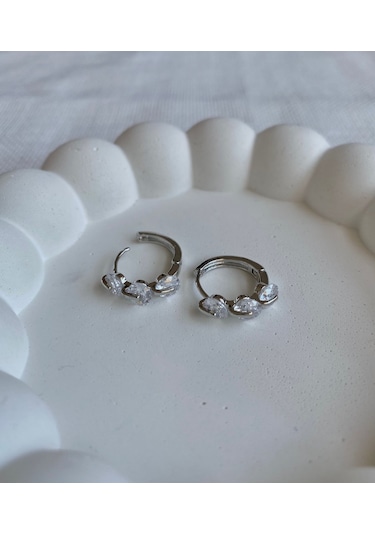 Kadın Küpe Üç Elmas Taş Halka Küpe 001