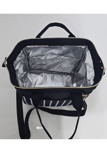 Anne Bebek Askılı Taşıma Çantası Isı Yalıtımlı Termal Yemek, Mama, Beslenme, Gıda Çantası Altın - Siyah