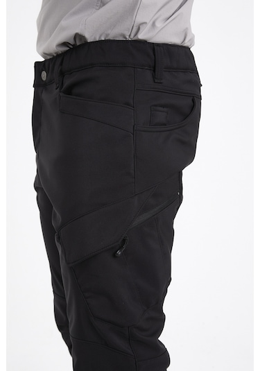 Camp Scoutland Camp593 Outdoor Softshell Su Ve Rüzgara Dayanıklı içi Polarlı Kışlık Erkek Siyah Taktik Pantolon Siyah