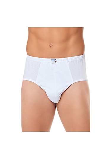 12 Adet Penye Kom Slip Erkek Külot Beyaz
