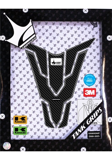 Kawasaki Z900 2025 İle Uyumlu Kaydırmaz 6d Karbon Ve Şeffaf 12 Parça Tank Pad Seti Gc72 KARBON