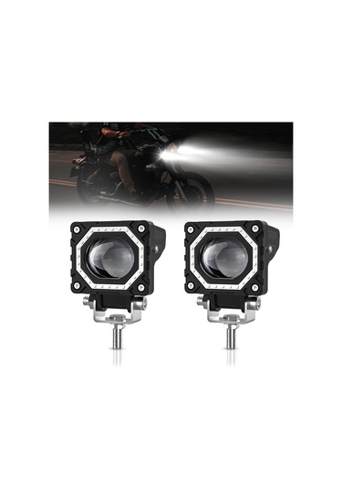 Youtek S14 Motosiklet Led Feneri Mavi Melek Gözü 1 Çift - 4 Mod: Beyaz, Sarı, Sarı+beyaz, Drl Buz Mavisi 120w 12000lm Ip68