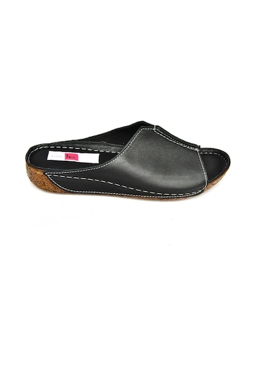 Fox Shoes P555064003 Siyah Hakiki Deri Kadın Terlik Siyah