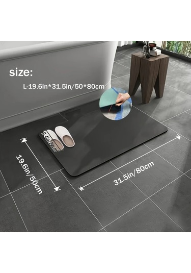 Elmpaly 1 Adet Kaymaz Diatomite Banyo Paspası - Hızlı Kuruyan Yumuşak Gri Pembe 50x80 Cm Gri Pembe