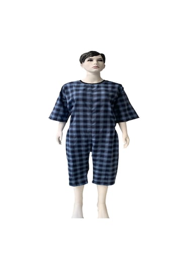 Ozclife Kısa Kol Yeni Model Hasta Bakım Kıyafeti Hasta Tulumu Mavi