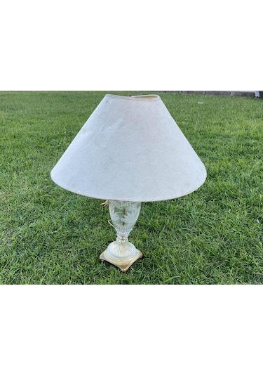 Kristal Desenli Cam Antika Abajur 75 CM