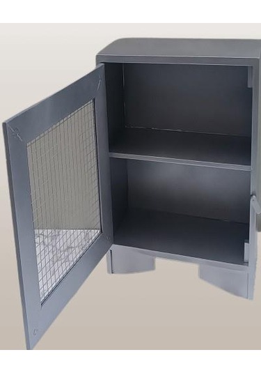 Hobi Adn 90354 Model Dekoratif Tezgah Telli Dolap Gümüş Gri Renk Ahşap Mdf Elyapı