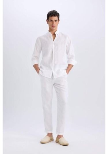 DeFacto %100 Keten Normal Kesim Crop Duble Paça Yazlık Beyaz Kumaş Pantolon C1826AX25SMWT32 DeFacto %100 Keten Normal Kesim Crop Duble Paça Yazlık Beyaz Kumaş Pantolon C1826AX25SMWT32