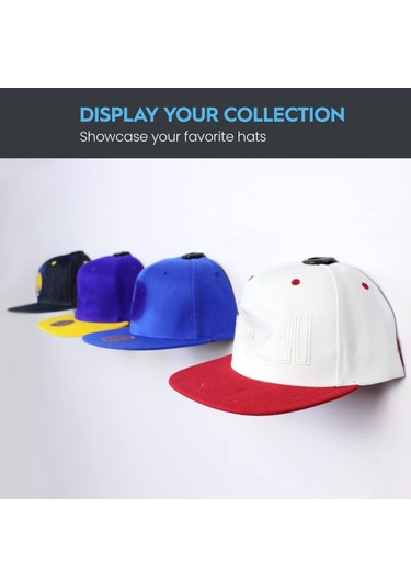 Duvara Yapışan Şapka Kancaları 16'lı Paket - Beyzbol Şapkası Şapka Askısı, Minimalist Şapka Sergileme, Güçlü Tutuşlu Şapka Kancaları, Siyah Siyah