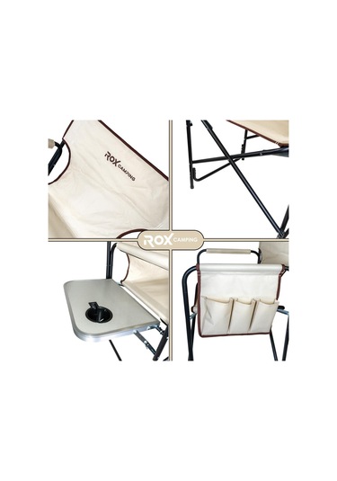 Rox Camping 0317 Fonksiyonel Sehpalı Kamp Sandalyesi - Bej Bej