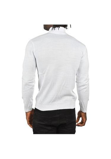 Deepsea Erkek Beyaz Baklava Desenli Yarım Balıkçı Yaka Boğazlı Triko Kazak 2505508 Beyaz