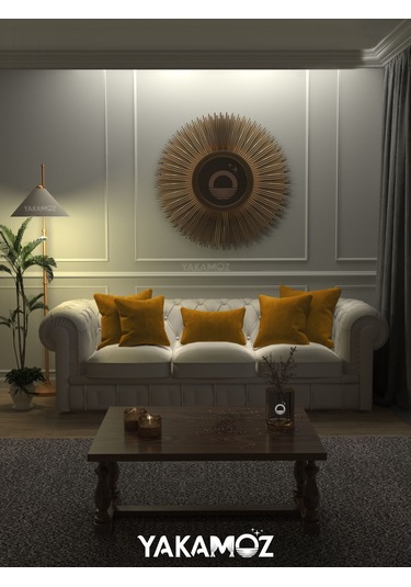 Br Yakamoz Balpeteği Sarısı Kırlent , Yastık Kılıfı Kadife Görünümlü Velvet Touch Serisi Balpeteği Sarısı