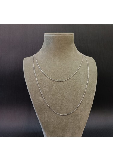 925 Ayar Gümüş Kolye Zinciri Model1 - Gümüş Renk -44cm Gümüş