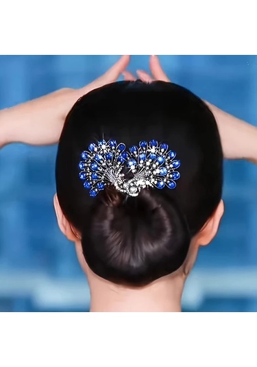 Hightower Kırmızı Vintage Saç Topu Yapıcı - Yeşil Ve Şeffaf Taşlı Zarif Tavuskuşu Tasarımı Kırmızı