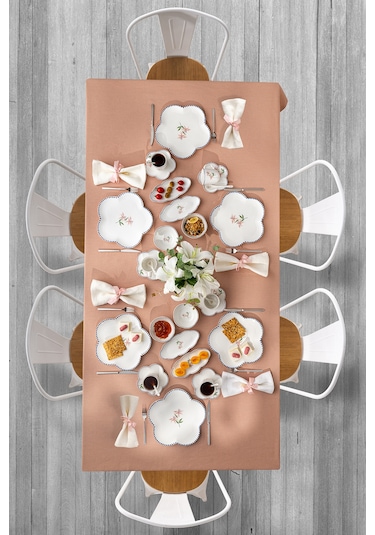 Emsan Lilium Porselen 32 Parça 6 Kişilik Kahvaltı / Servis Takımı Beyaz