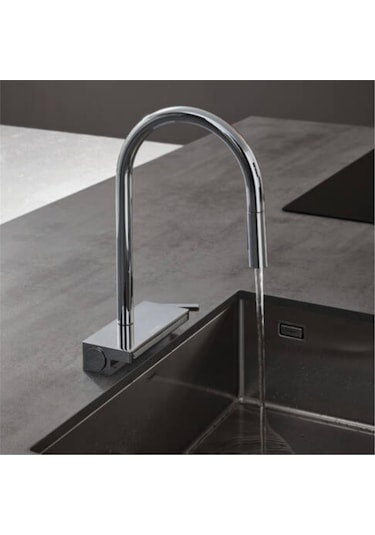 Hansgrohe Aquno Select M81 Tek Kollu Eviye Bataryası 170, Çekilebilir El Duşu, 3jet, Sbox Krom krom