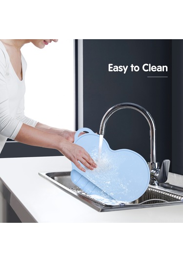 Dianziye Mavi Yemek Grubu Tutucu Bebek Minderi - Yemek Kaçırmamak İçin Antipatlama Silikon Minder Çok Renkli