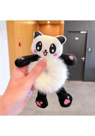 2 Adet - Sevimli Pelüş Panda Figürlü Saç Tokası Yumuşacık & Şirin Tasarım - 2 Adet