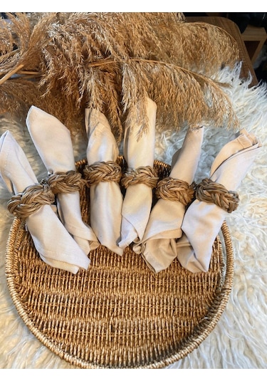 6lı Doğal Hasır Peçete Yüzüğü / Halkası Diğer