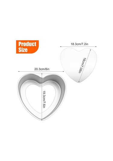 İnç Kalp Şeklinde Kek Kalıbı, Alüminyum Kalp Kek Kalıbı Gümüş