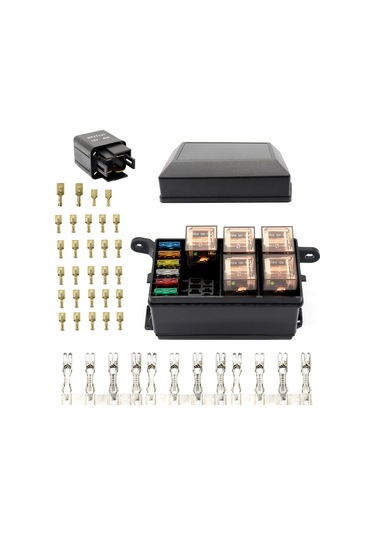 Xindoker Araçlar İçin 12 Lü Slotlu Röle Ve Sigorta Kutusu Seti - 6 Röle + 6 Sigorta 5a-30a Universal Abs Metal Malzeme Yeni Ürün