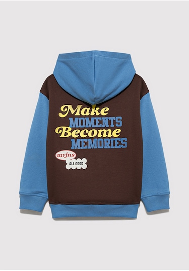 Mavi - Baskılı Kapüşonlu Mavi Sweatshirt 6s10166-70724 Mavi