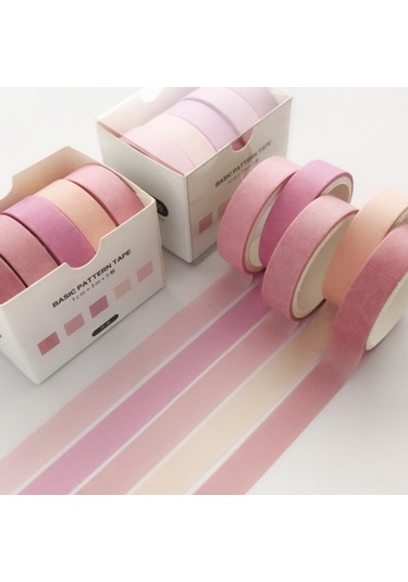 Cbtx 5 Rulo / Kutu 3 M Washi Dıy Dekorasyon El Kitabı Bant Seti, Renk: Kız Pembesi