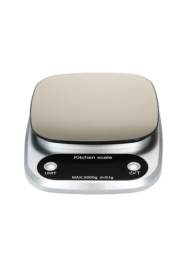 Youtek Güçlü Ev Mutfak Dijital Terazi - 3kg/0.1g Hassasiyetli, Sulu Yüzeyli, Taşınabilir, Gümüş Rengi, Pil Dahil Değil Gümüş